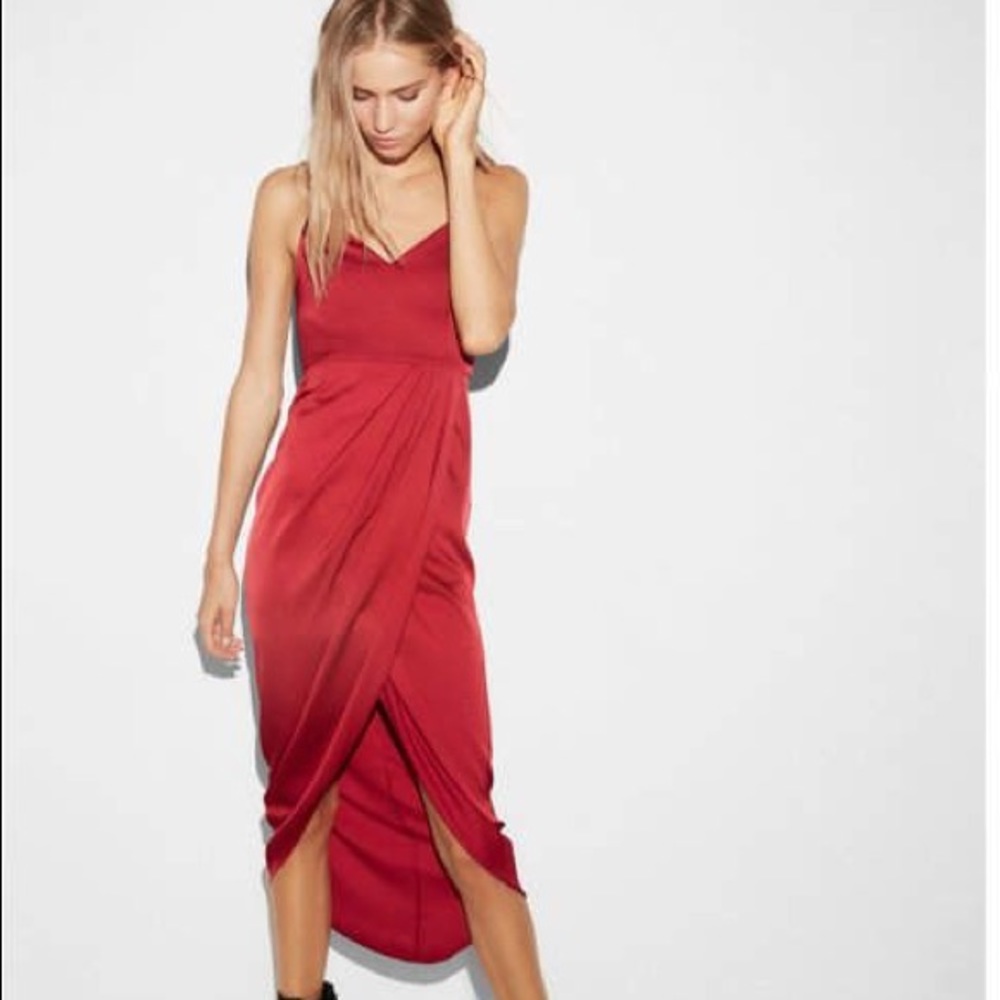 NWT Express shiny red skinny strap dress